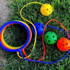 Gross motor skill work for kids! Ankle Swing Ball set.